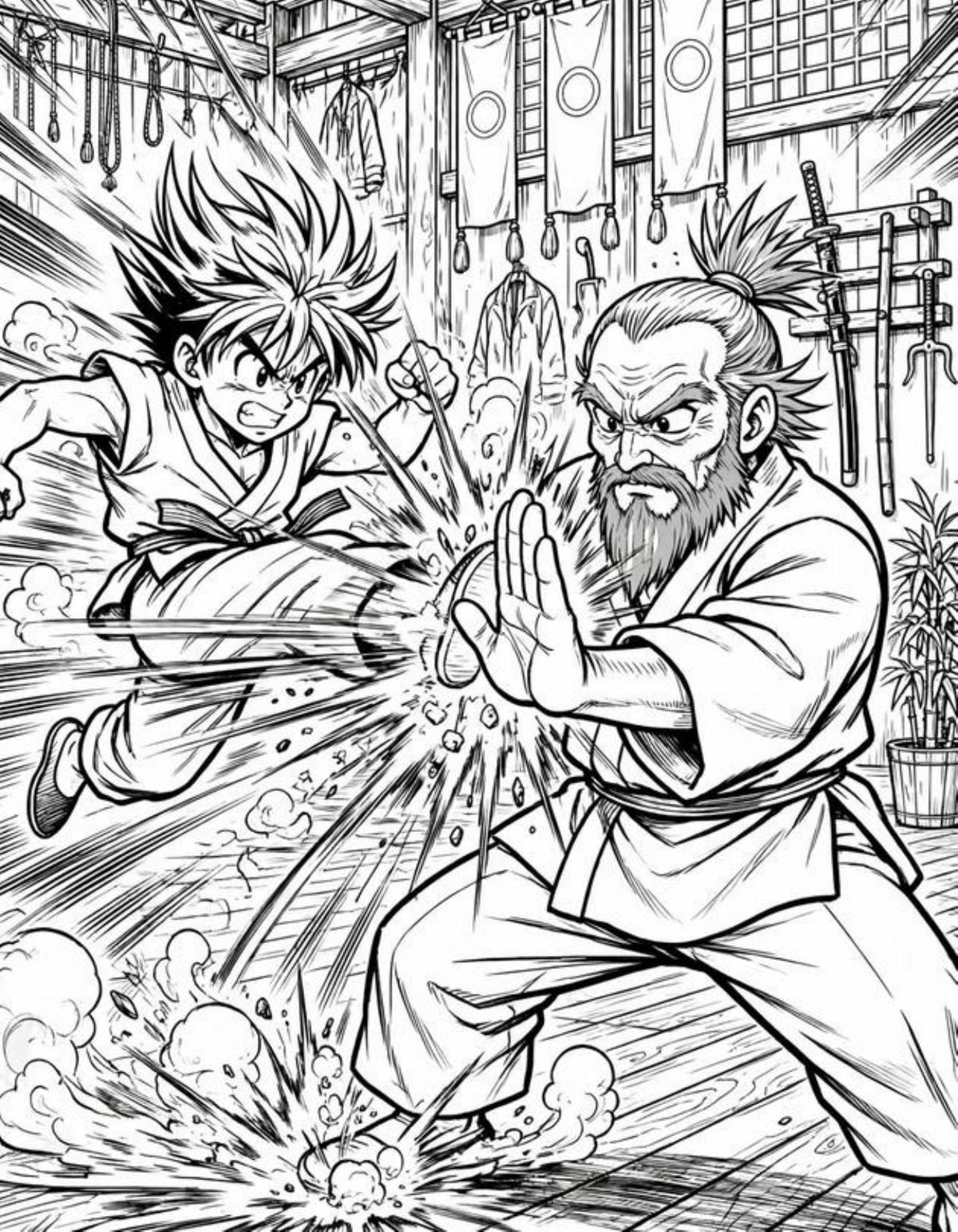 Retro Battle Anime Coloring Book