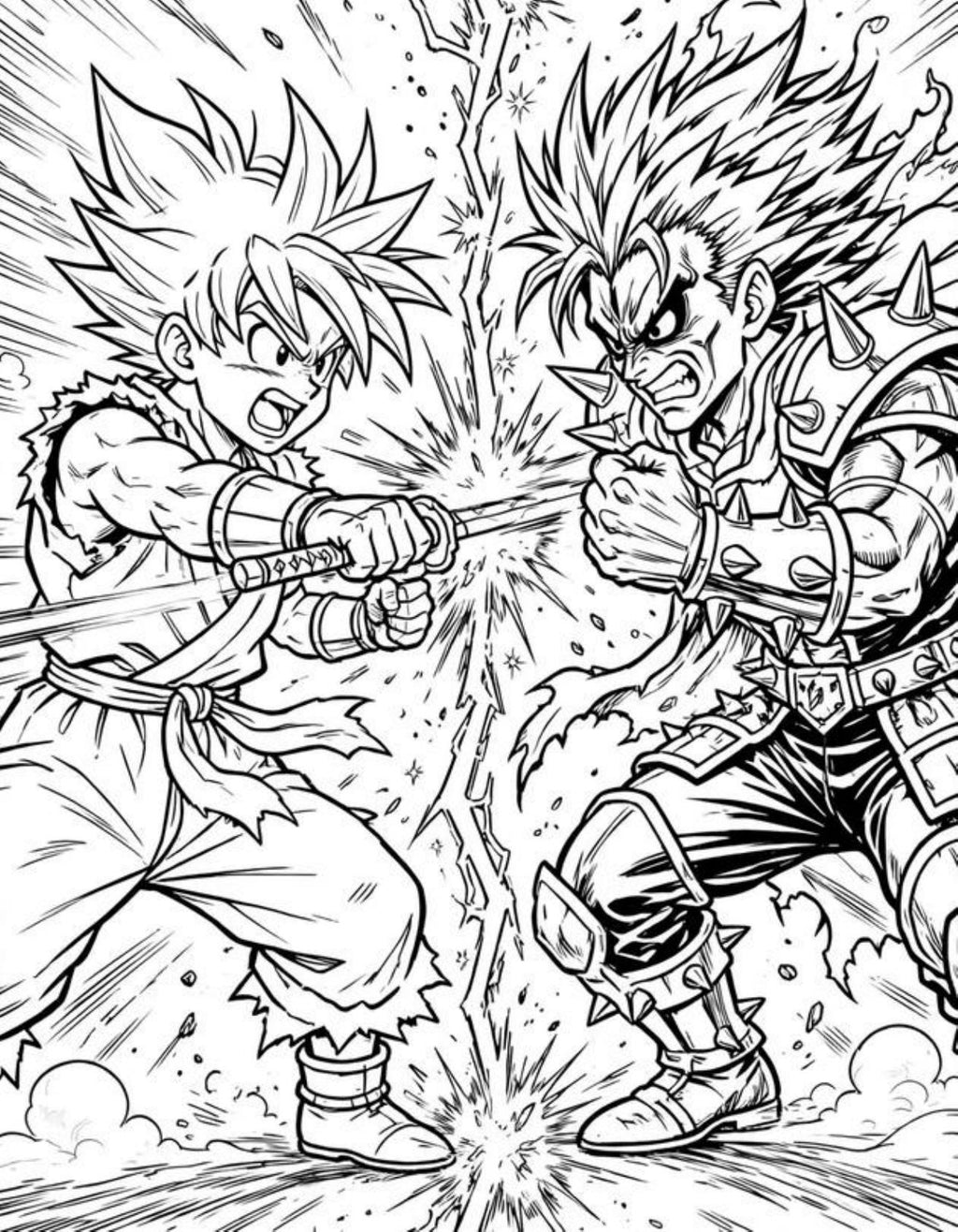 Retro Battle Anime Coloring Book