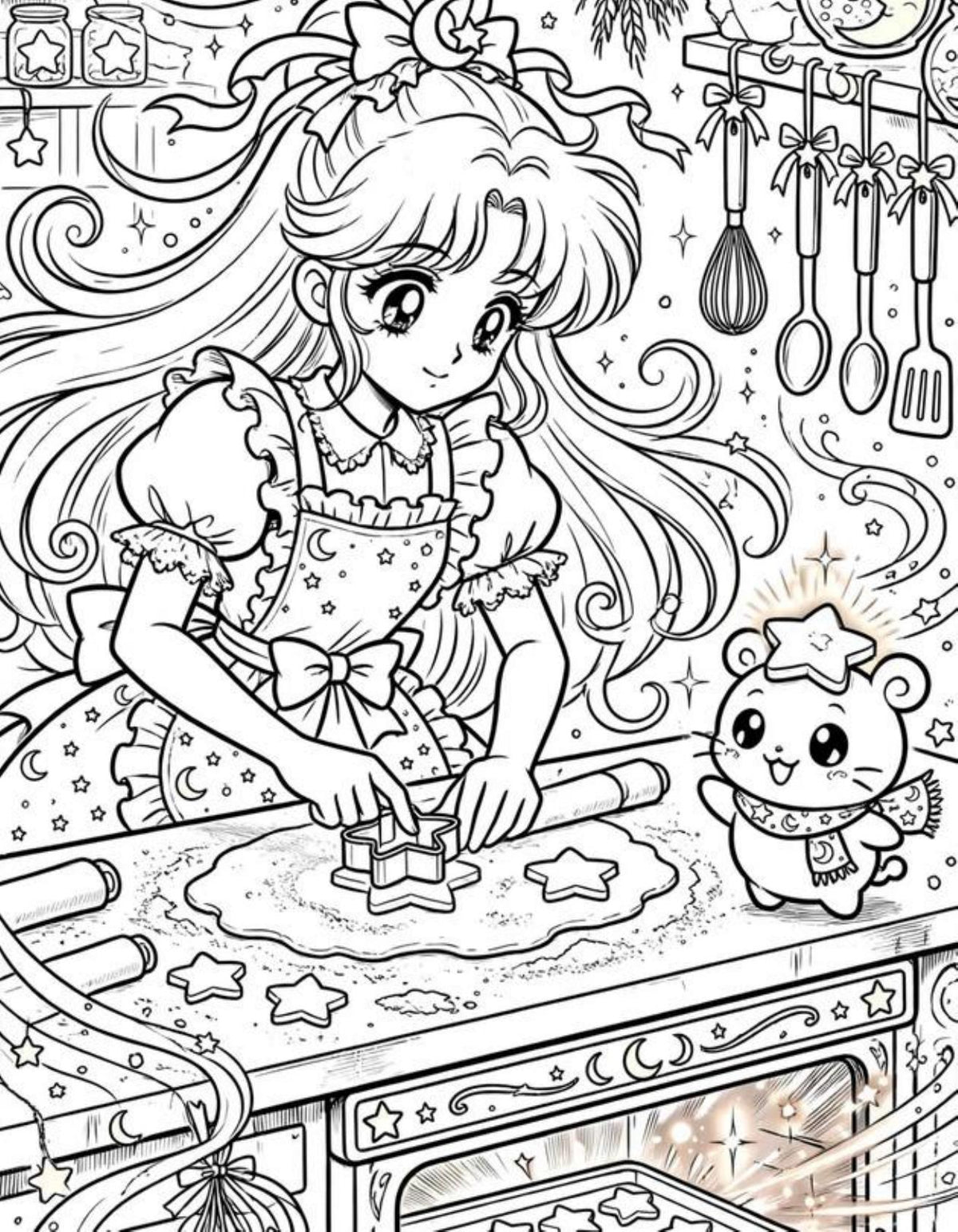 Retro Magical Girl Anime Coloring Book